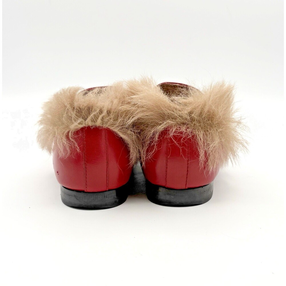 Gucci Red Leather Jordaan Loafers w/ Fur Shearling Trim & Gold Horse-bit EU 37 - Picture 8 of 10